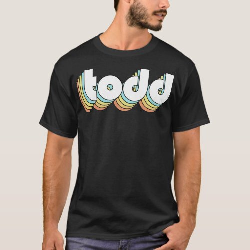 Todd Retro Rainbow Typography Faded Style T_Shirt