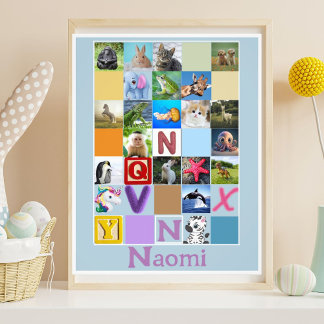 Toddler Alphabet Animal Poster Personalized