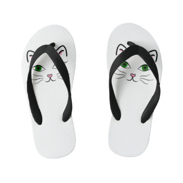 Toddler and Kids Flip Flops - Kitty Face