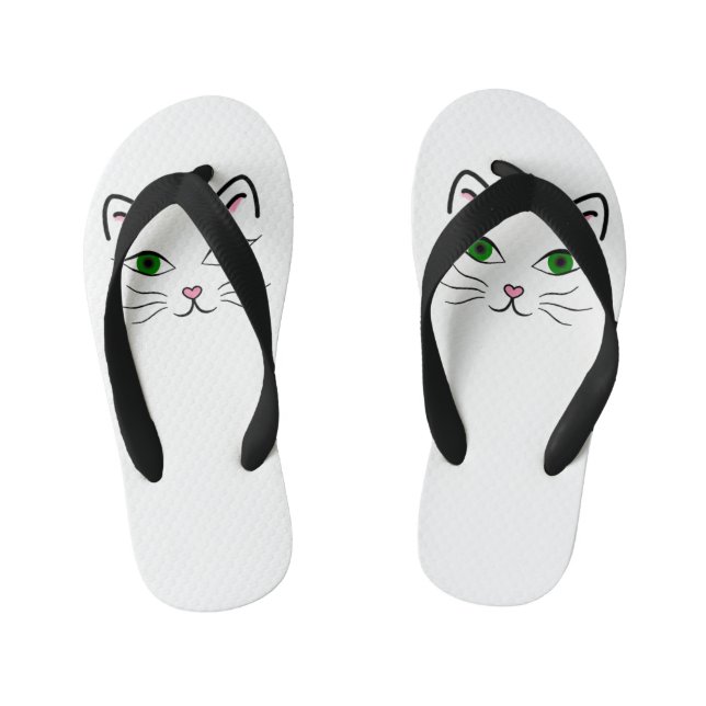 Toddler and Kids Flip Flops - Kitty Face (Footbed)