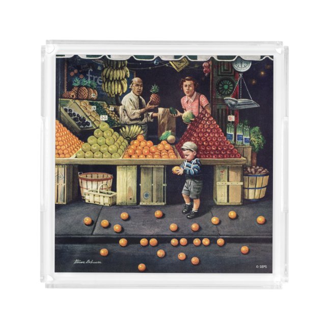 Toddler and Oranges Acrylic Tray (Front)