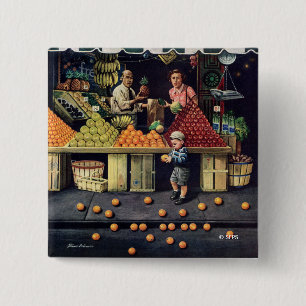 Toddler and Oranges Button