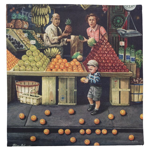 Toddler and Oranges Cloth Napkin (Front)