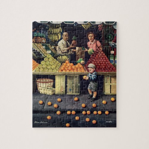 Toddler and Oranges Jigsaw Puzzle