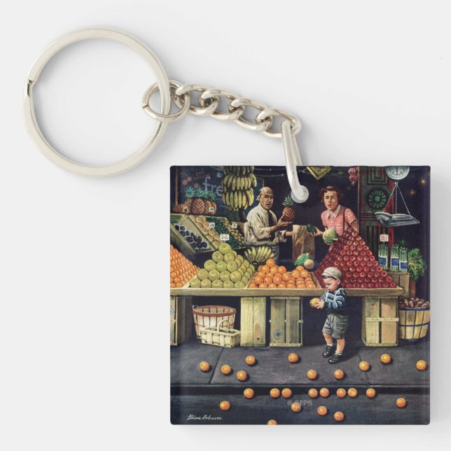 Toddler and Oranges Keychain (Front)