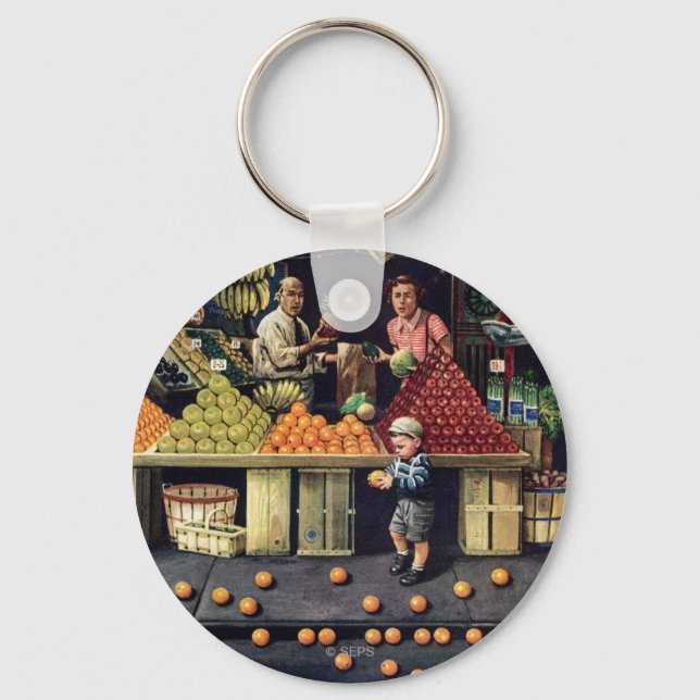 Toddler and Oranges Keychain (Front)