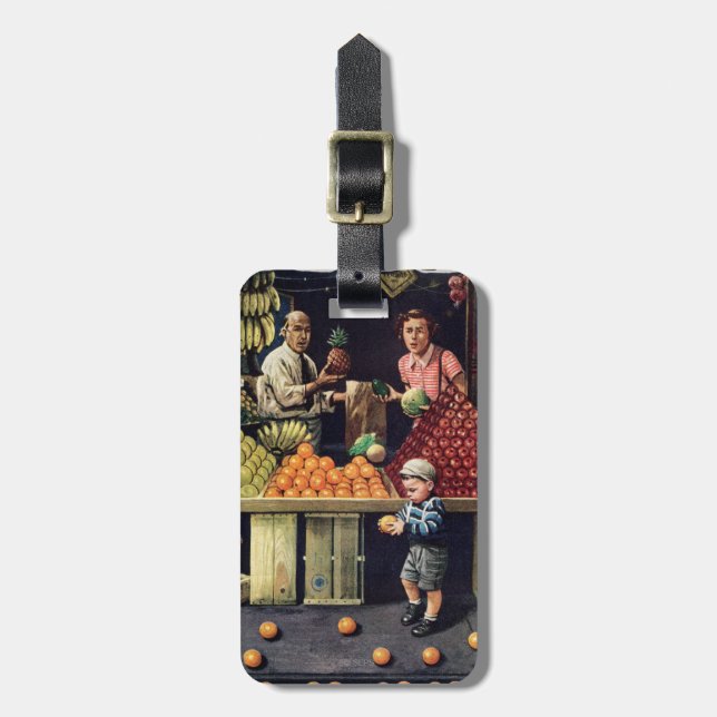 Toddler and Oranges Luggage Tag (Front Vertical)