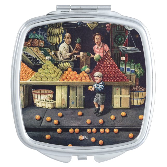 Toddler and Oranges Makeup Mirror (Front)