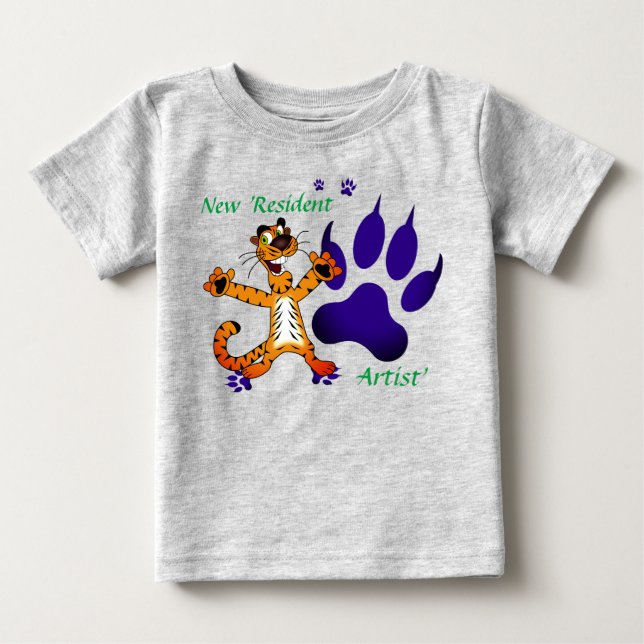 Toddler Baby Tiger Tracks Artful Baby T-Shirt (Front)
