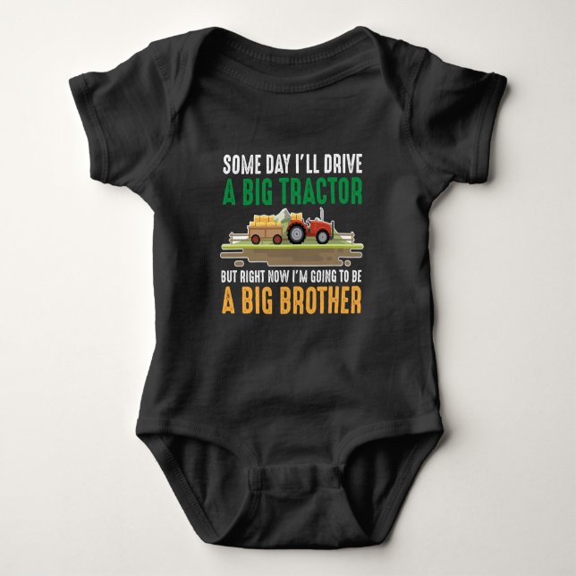 Toddler Big Brother Graphic Tractor Sibling Son Baby Bodysuit (Front)