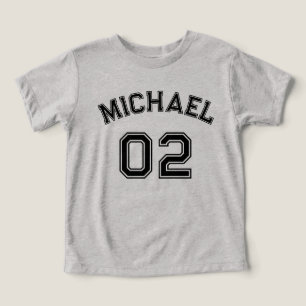 Toddler Boy Black Name Jersey Number Sports Cotton T-shirt