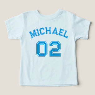 Toddler Boy Blue Name Jersey Number Sports Cotton T-shirt