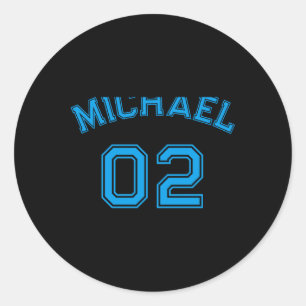 Toddler Boy Blue Name Jersey Number Srts Cotton To Classic Round Sticker