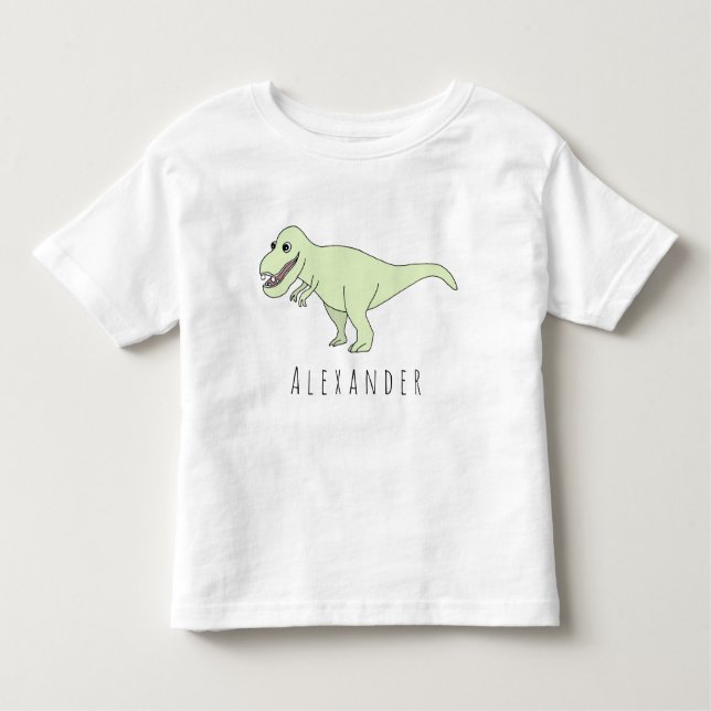 Toddler Boy Doodle T-Rex Dinosaur with Name T-shirt (Front)