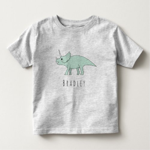 Toddler Boy Doodle Triceratops Dinosaur with Name Toddler T_shirt