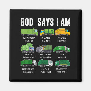 Toddler Boy God Says I Am Garbage Truck Jesus Brot Magnet