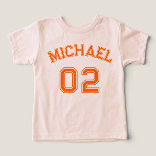 Toddler Boy Orange Name Jersey Number Soft Sports T-shirt