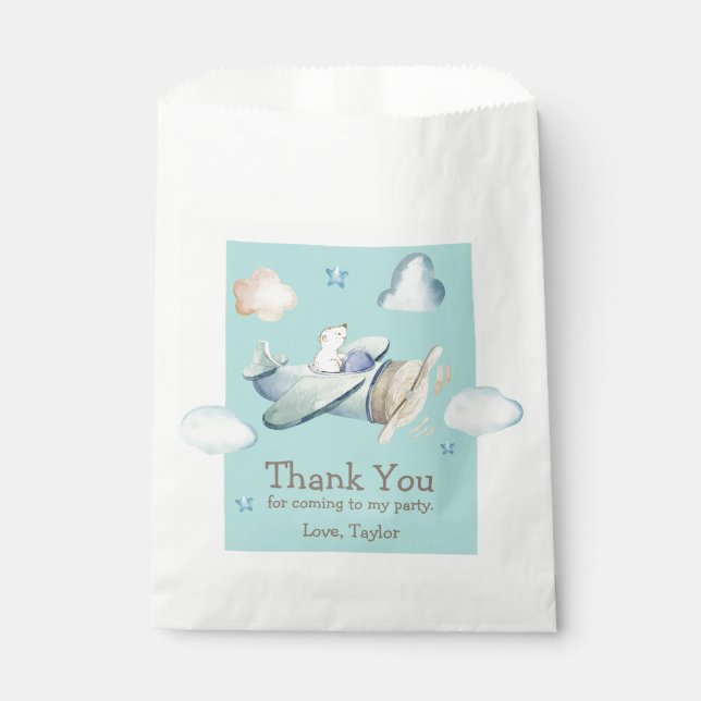 Toddler Boy's Aviation Theme Birthday Thank You Favor Bag (Front)