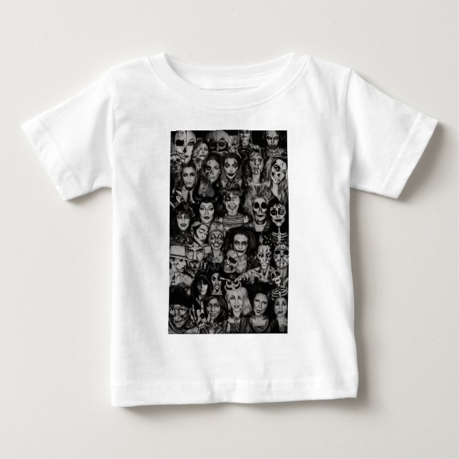 Toddler BW Halloween Collage T-Shirt (Front)