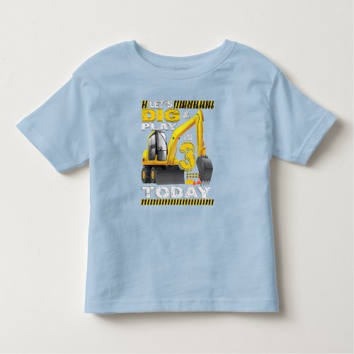 Toddler Construction Excavator 3rd Birthday Toddler T_shirt