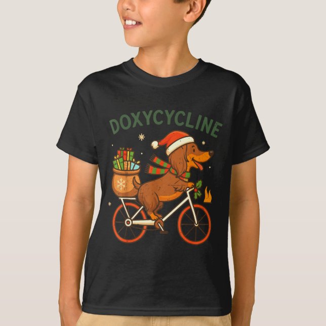 Toddler Doxycycline Long Hair Dachshund Christmas  T-Shirt (Front)
