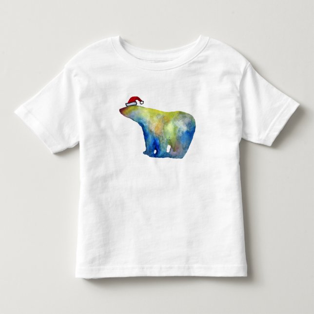 Toddler Fine Jersey T-Shirt, White Santa Bear Toddler T-shirt (Front)