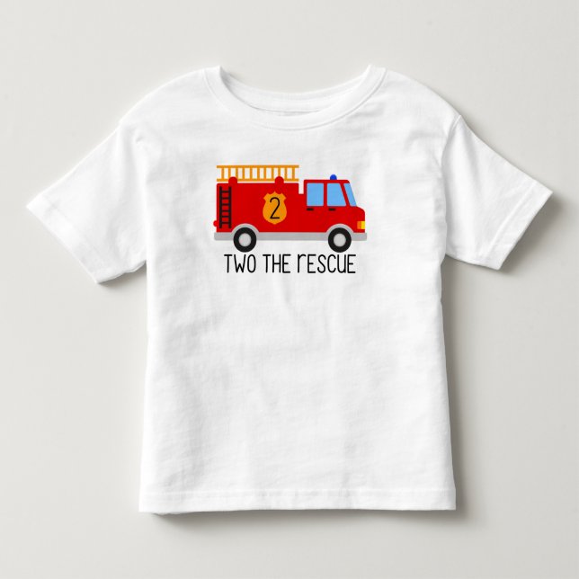 Toddler Fire Truck Birthday: Two The Rescue Toddler T-shirt (Front)