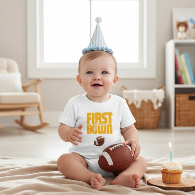 Toddler Football First Birthday 'First Down' Tee (Creator Uploaded)