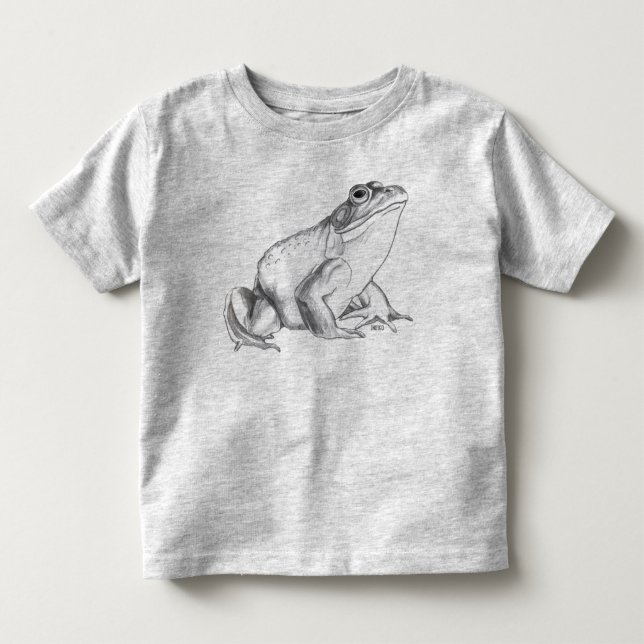 Toddler Frog T-shirt Bullfrog Art Baby Frog Shirt (Front)