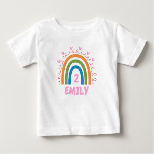 Toddler Girl Birthday Cute Rainbow Custom Name Baby T-Shirt