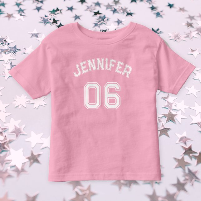 Toddler Girl Name Jersey Number Sports Pink Cotton T-shirt (Toddler Girl Name Jersey Number Sports Pink Cotton Toddler T-shirt)