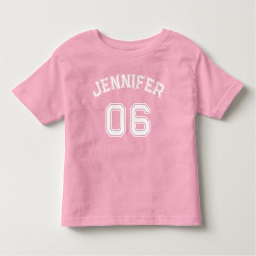 Toddler Girl Name Jersey Number Sports Pink Cotton Toddler T_shirt