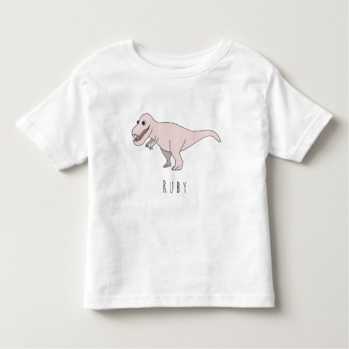 Toddler Girl Pink Doodle T_Rex Dinosaur with Name Toddler T_shirt