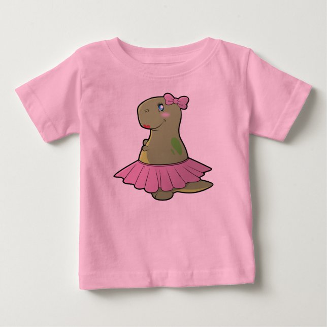 Toddler Girls Dinosaur T-Rex Ruffled Shirt (Front)