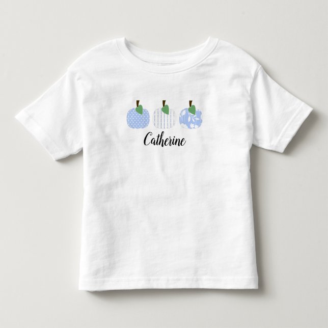 Toddler Girls Light Blue Pumpkin Trio T-Shirt (Front)