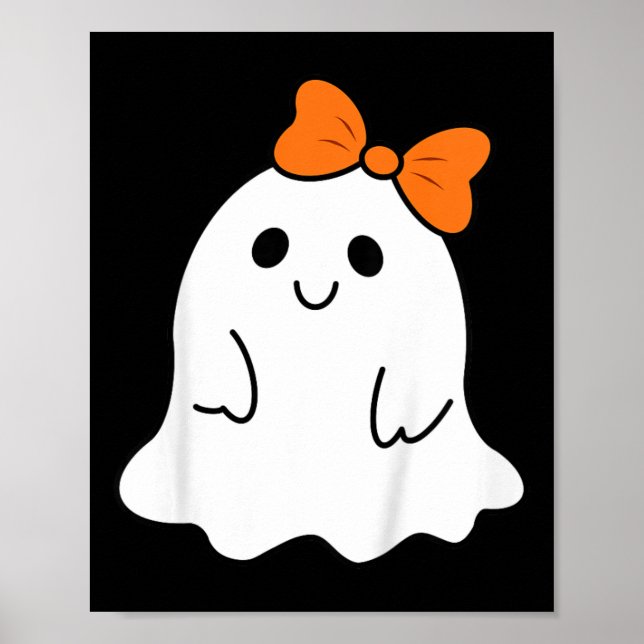 Toddler Halloween Ghost With A Bow Girls Halloween Poster (Front)