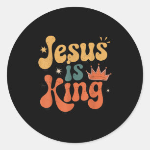 Toddler Jesus Is King Christian Kid Boy Good God S Classic Round Sticker