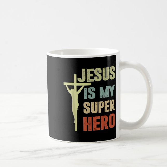 Toddler Jesus Is My Superhero Christian God Son Br Coffee Mug (Right)