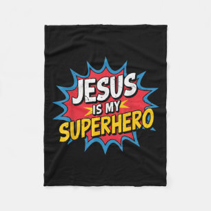 Toddler Jesus Is My Superhero Christian God Son Br Fleece Blanket