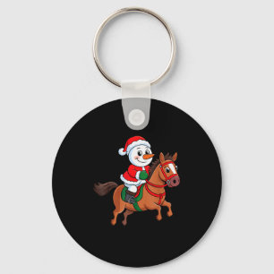 Toddler Kids Snowman Santa Hat Riding Horse Christ Keychain