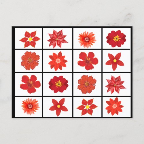 Toddler matching game red flowers  postcard