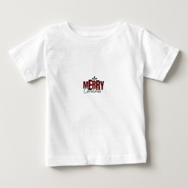 Toddler "Merry Christmas" Flannel Print T-Shirt –  (Front)