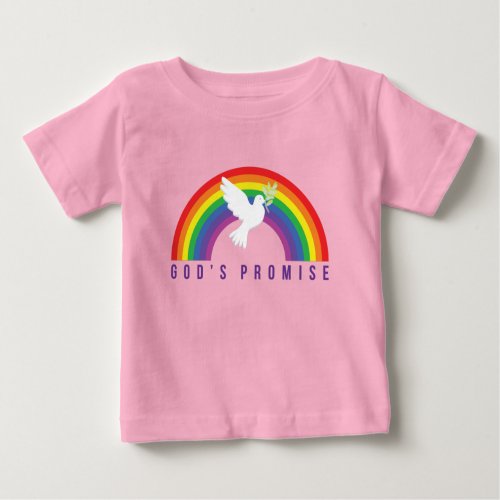 Toddler Pink Tee Gods Promise Rainbow wDove