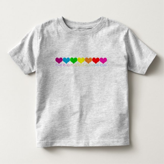 Toddler Pride Rainbow Hearts Love is Love T-Shirt (Front)