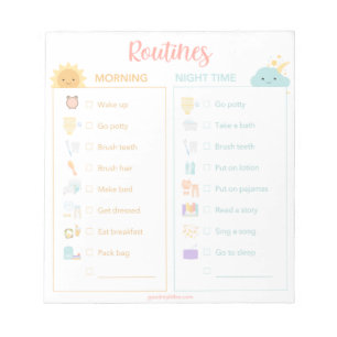 Toddler Routines Checklist Notepad
