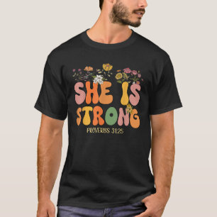 Toddler She Is Strong Jesus Christian God Sister D T-Shirt