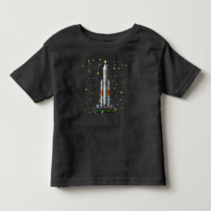 Toddler Space Rocket Gold Stars Black christmas T-shirt