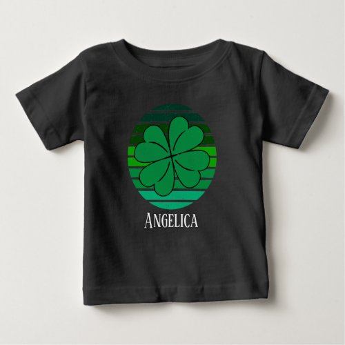 Toddler St Patricks Day Name 4 Leaf Clover Retro Baby T_Shirt
