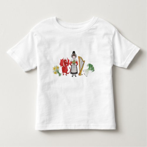 Toddler T_shirt Welsh Daffodils Dragon Leeks Harp Toddler T_shirt