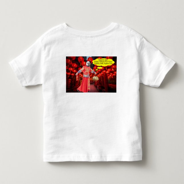 toddler tee.  Happy Chinese New Year.  panda/man Toddler T-shirt (Back)